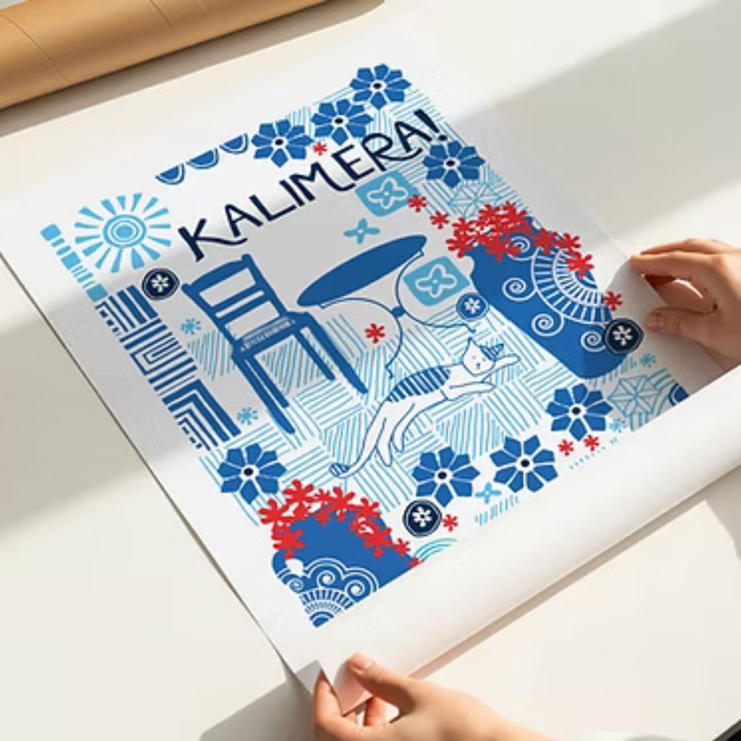 Kalimera Greek art print poster