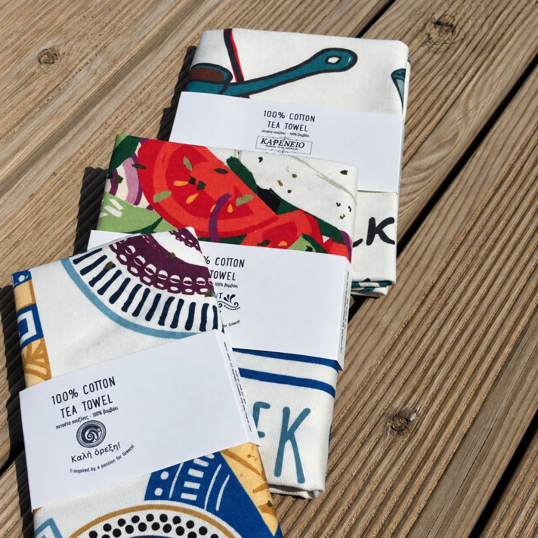 Colorful Greek cotton tea towels