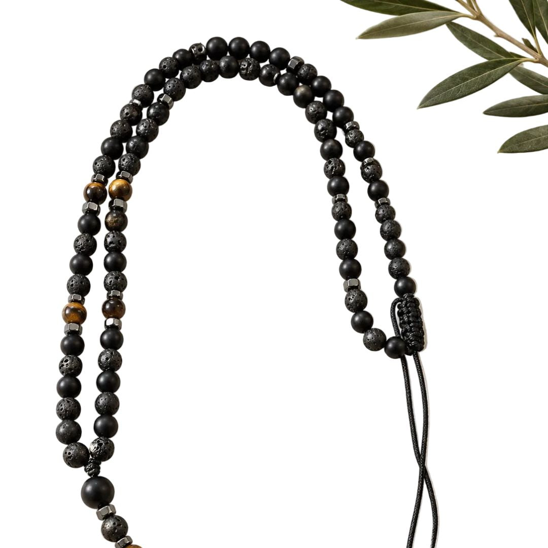 Lava and tiger eye prayer beads