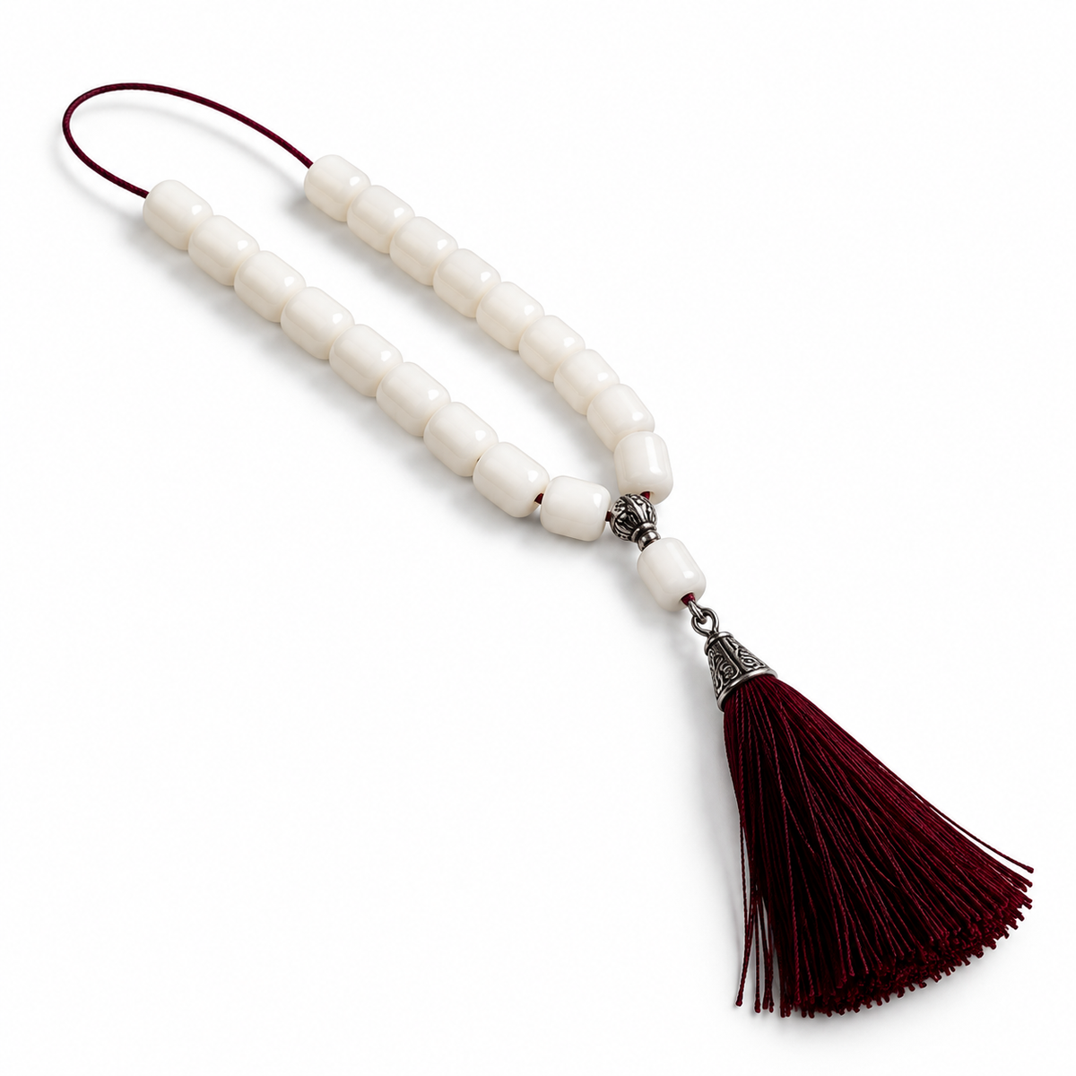 White Resin Kompoloi Tassel