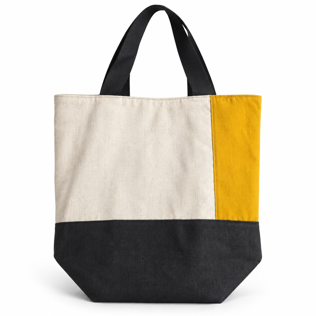 Color-Block Cotton & Linen Tote Bag