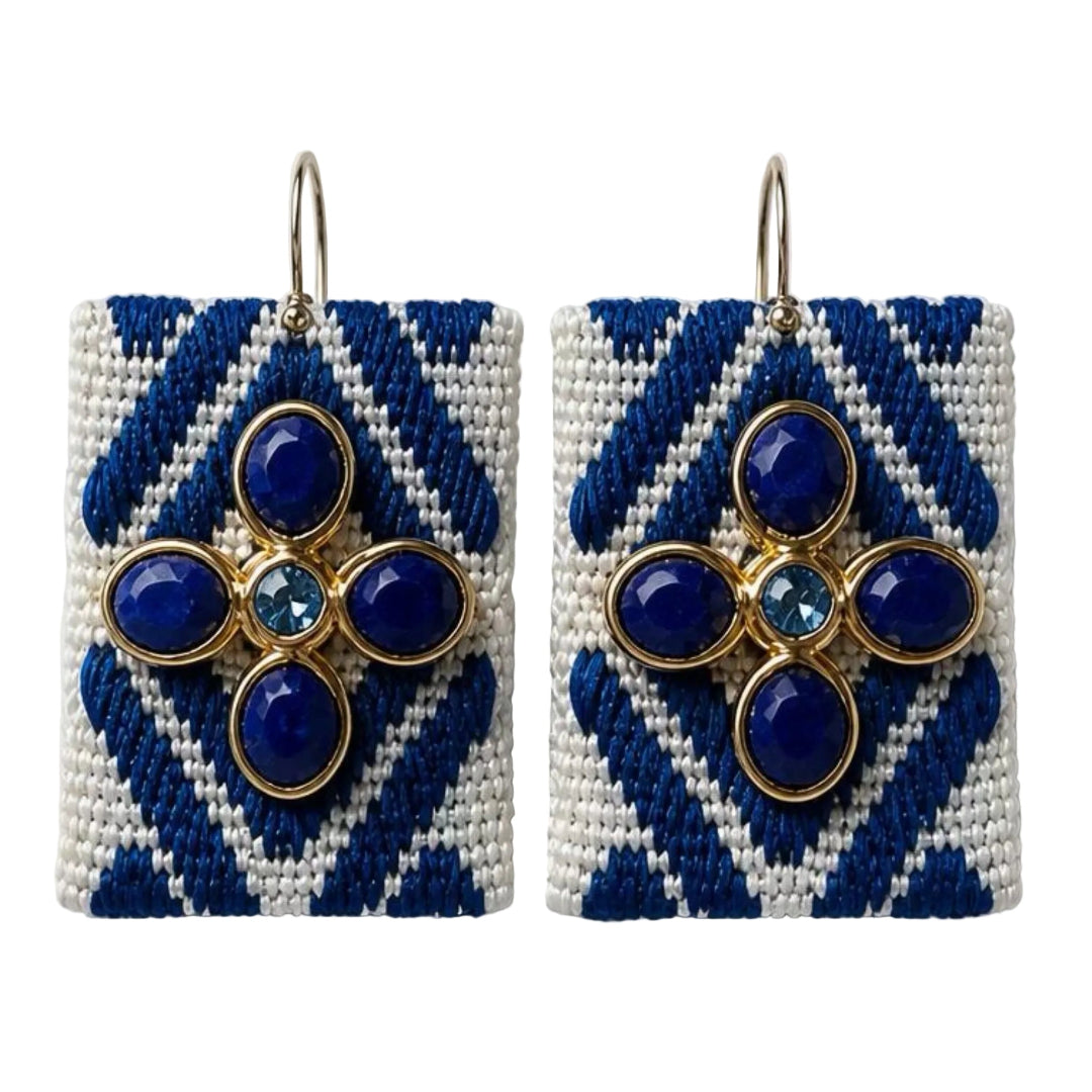 Blue Cross Earrings