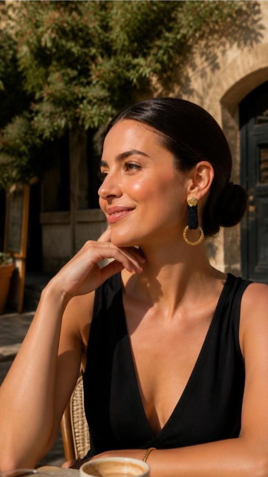 Dioni Black Circles Earrings