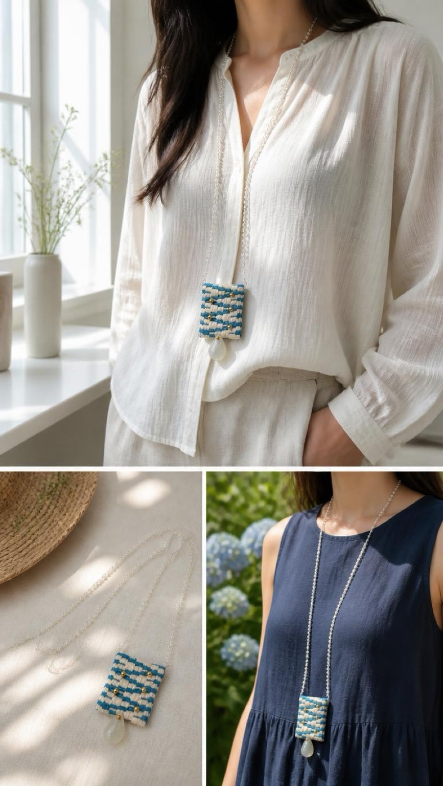 Blue & White Long Rosario