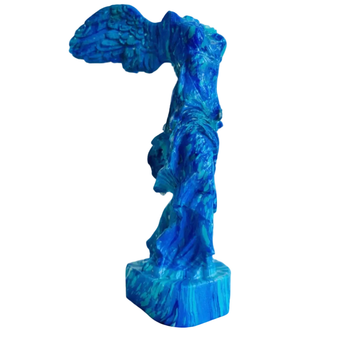 Blue sculpture on a white background