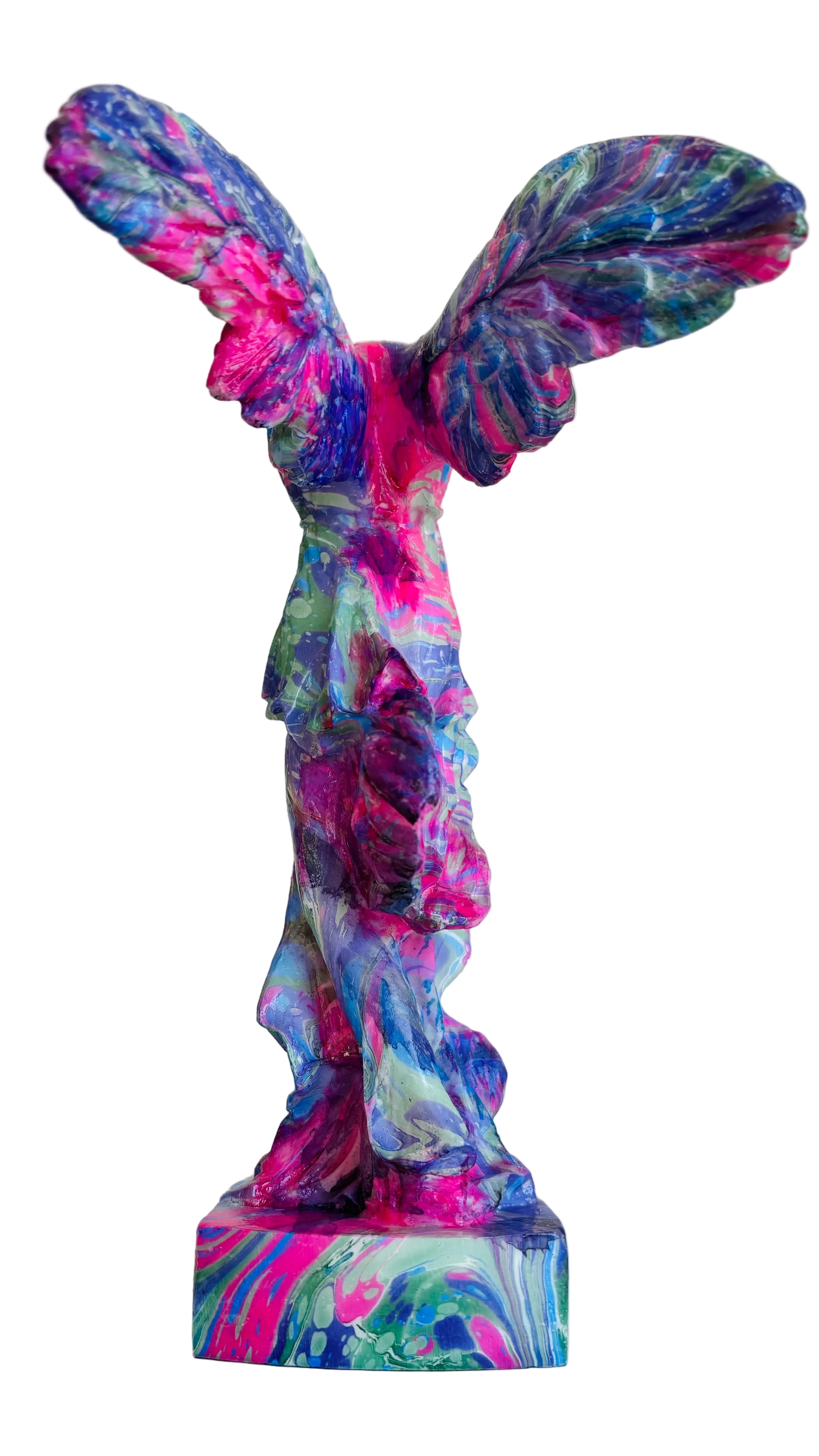 Colorful abstract sculpture on a white background