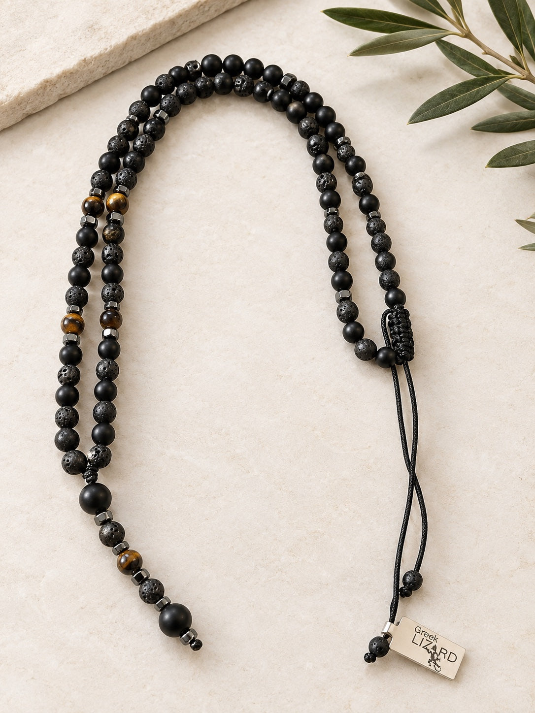 Paros Men's Adjustable Stone Necklace