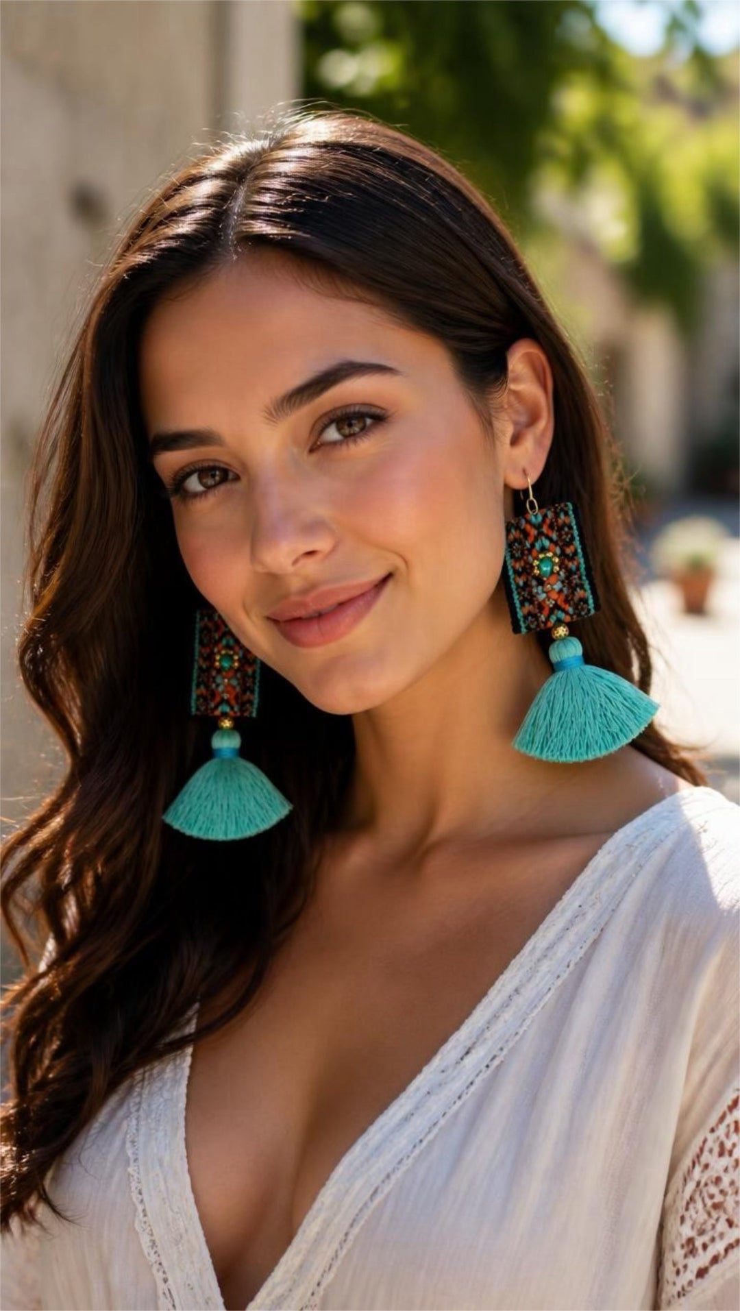Blue Boho Long Earrings