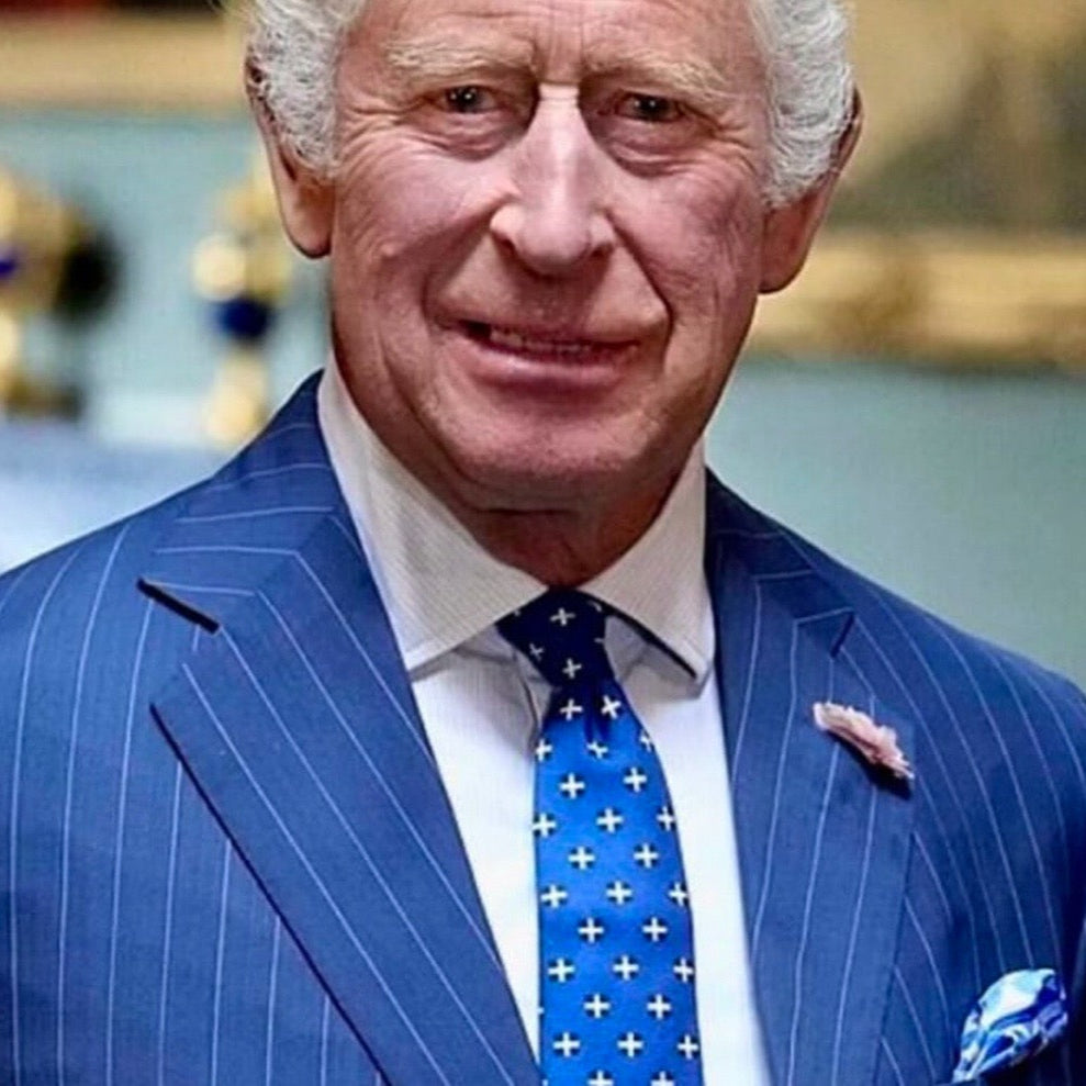 King Charles wearing a Thalassa Collection tie