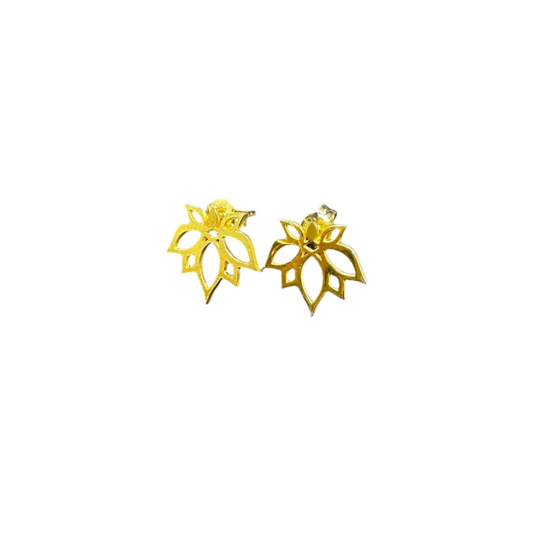 A pair of 18K gold-plated stud earrings designed to resemble water lilies, with a butterfly closure.