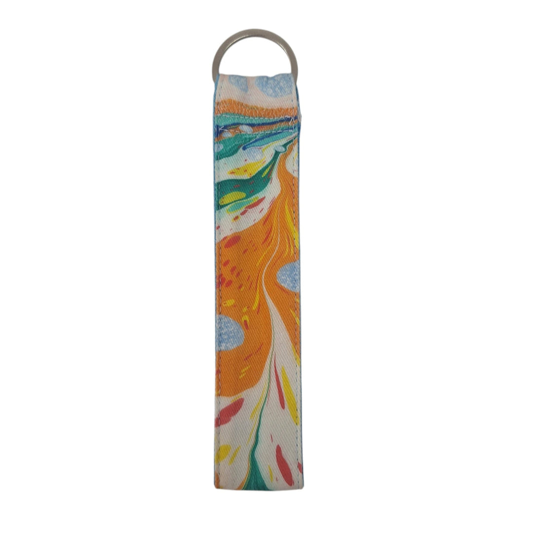 Colorful keychain with abstract design on a white background