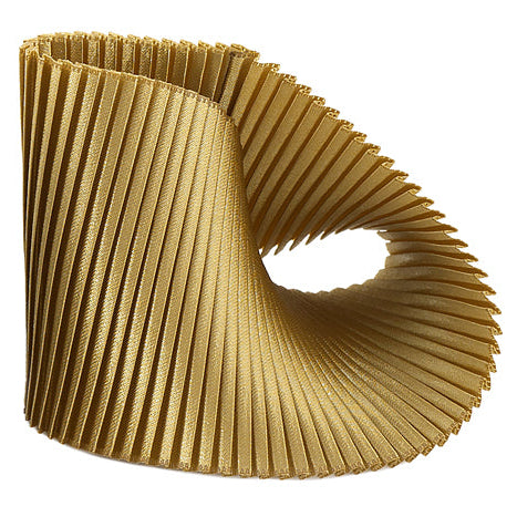 Gold pleated bracelet on a white background