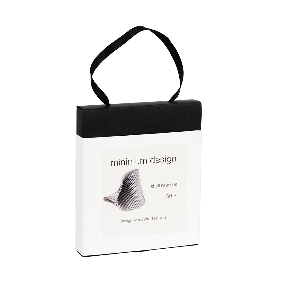 Silver Shell pleated satin bracelet by Alexandra Tsoukala