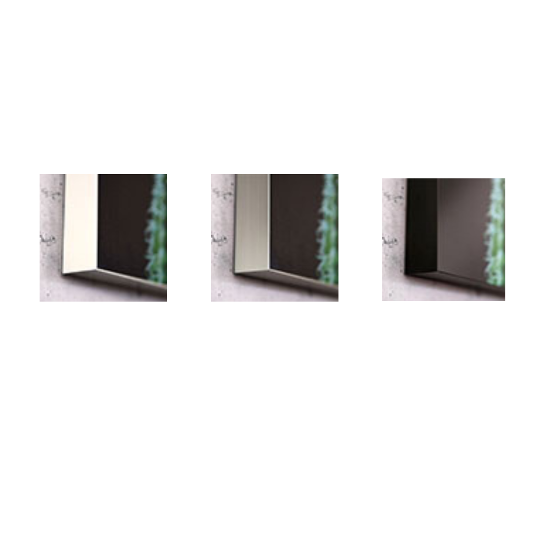 Three identical frames of a window with grass outside on a white background