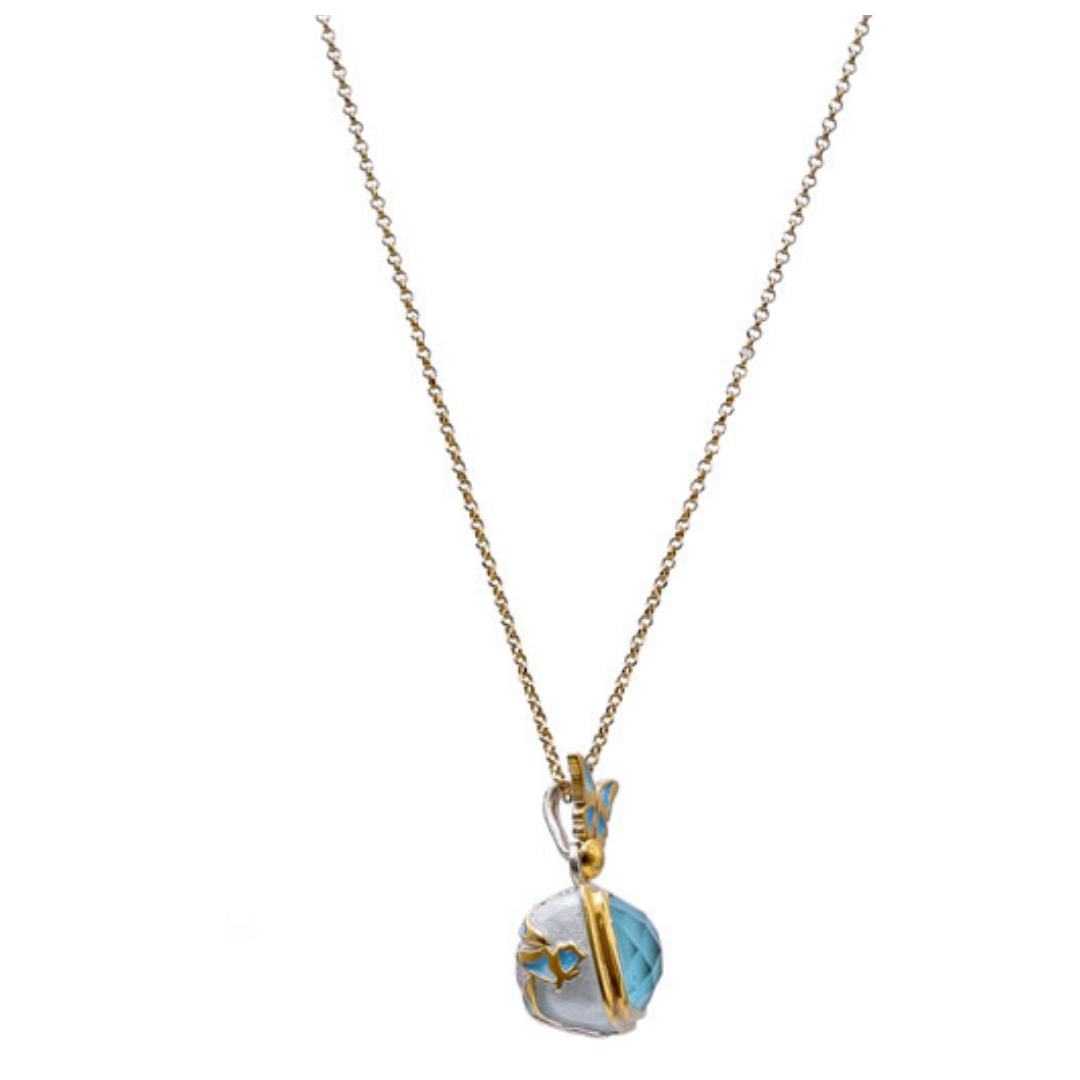 Turquoise Butterfly 18k Gold Plated Pendant