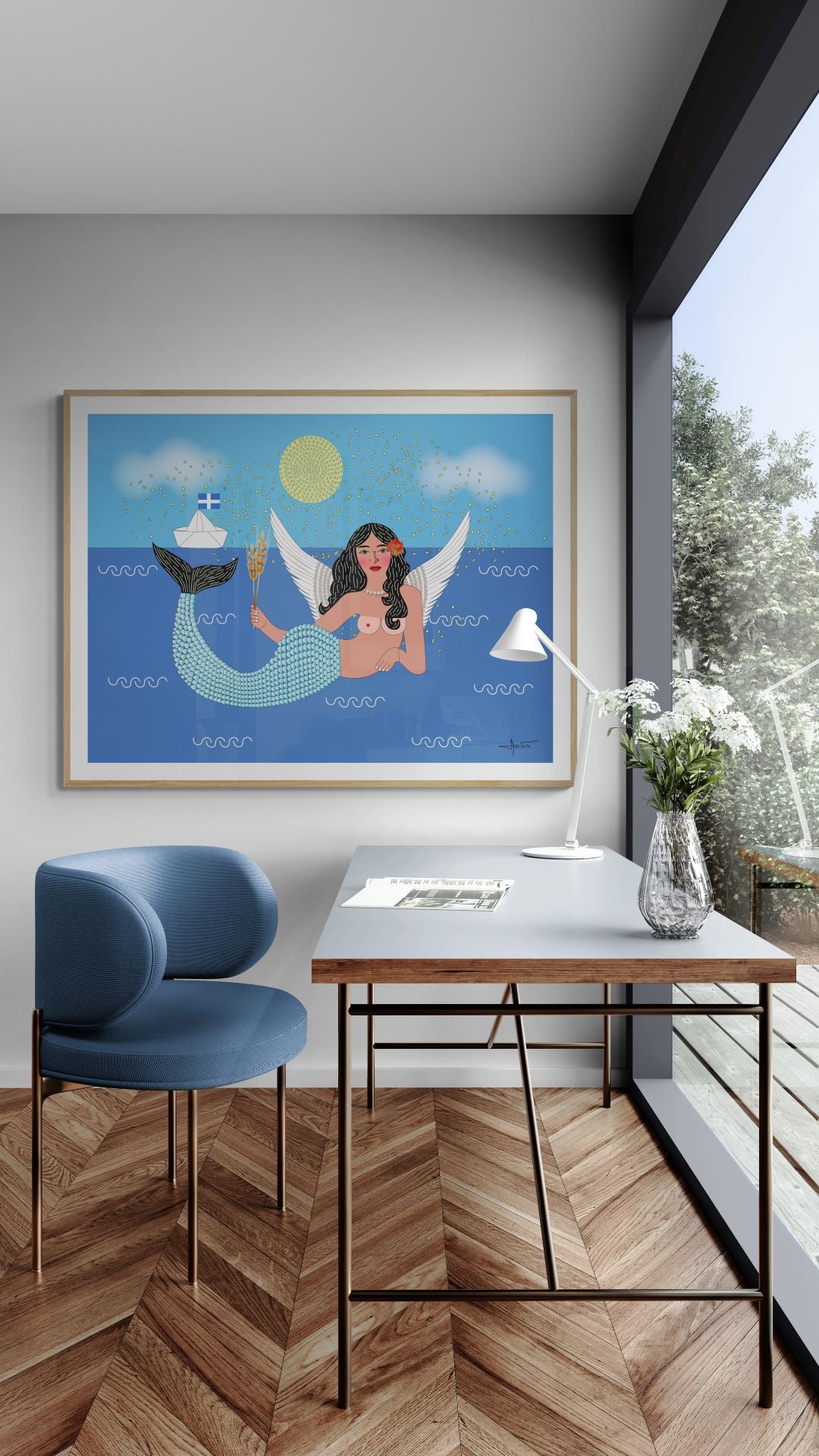 Mermaid and Boat - Wall Art Decor