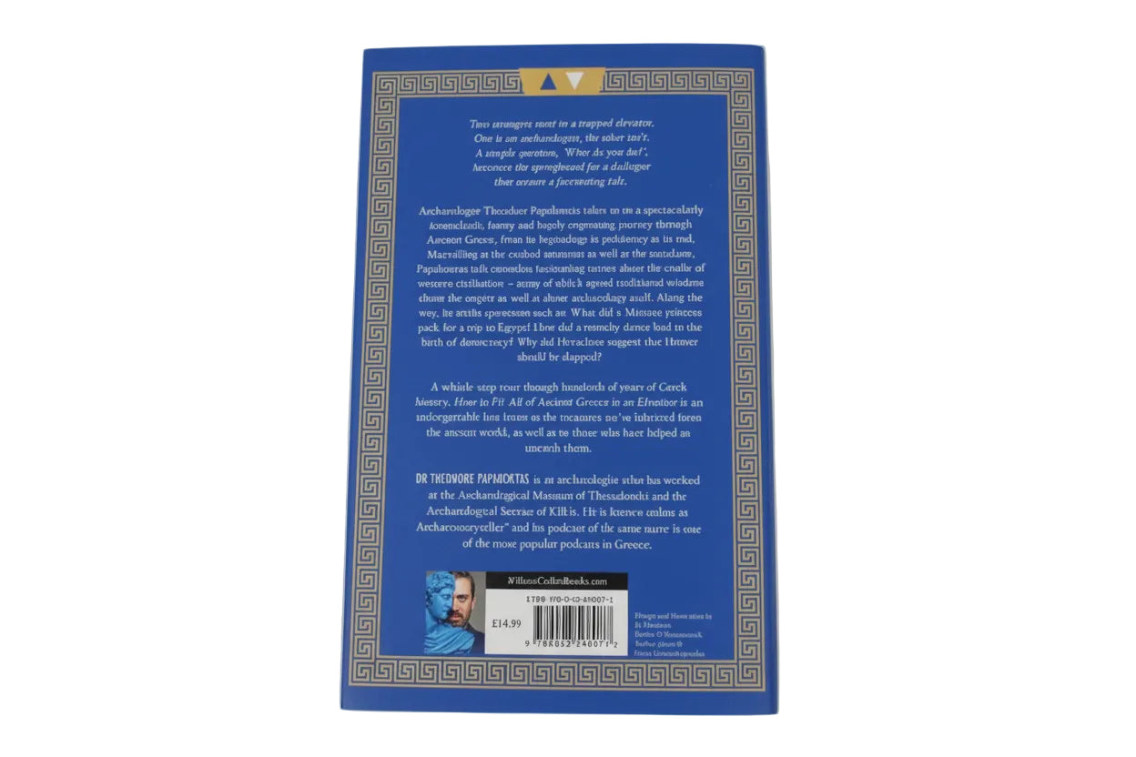 Back cover of a book with text and a barcode on a dark surface