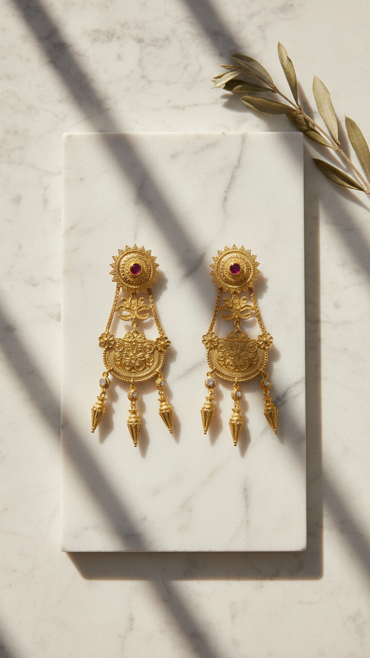 Hanging Amphoreas 24k Gold Plated Earrings