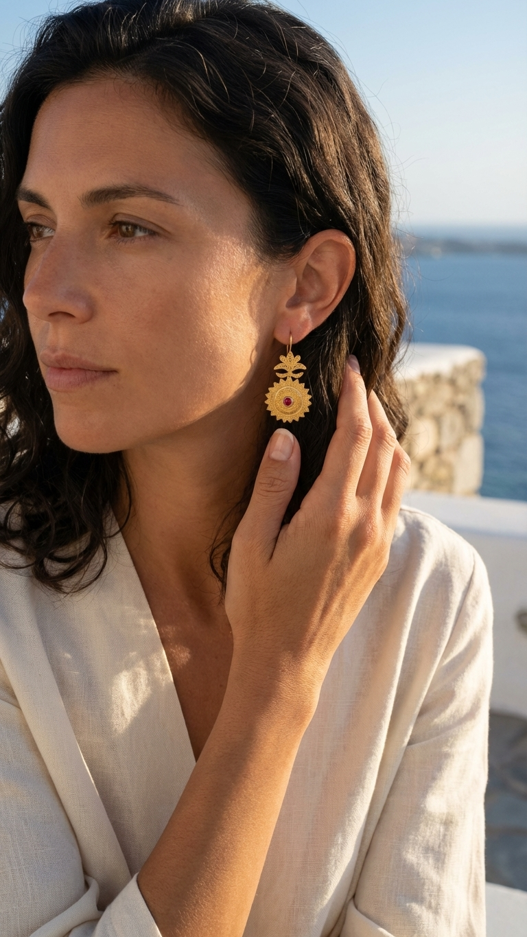 Anthemion 24k Gold Plated Earrings