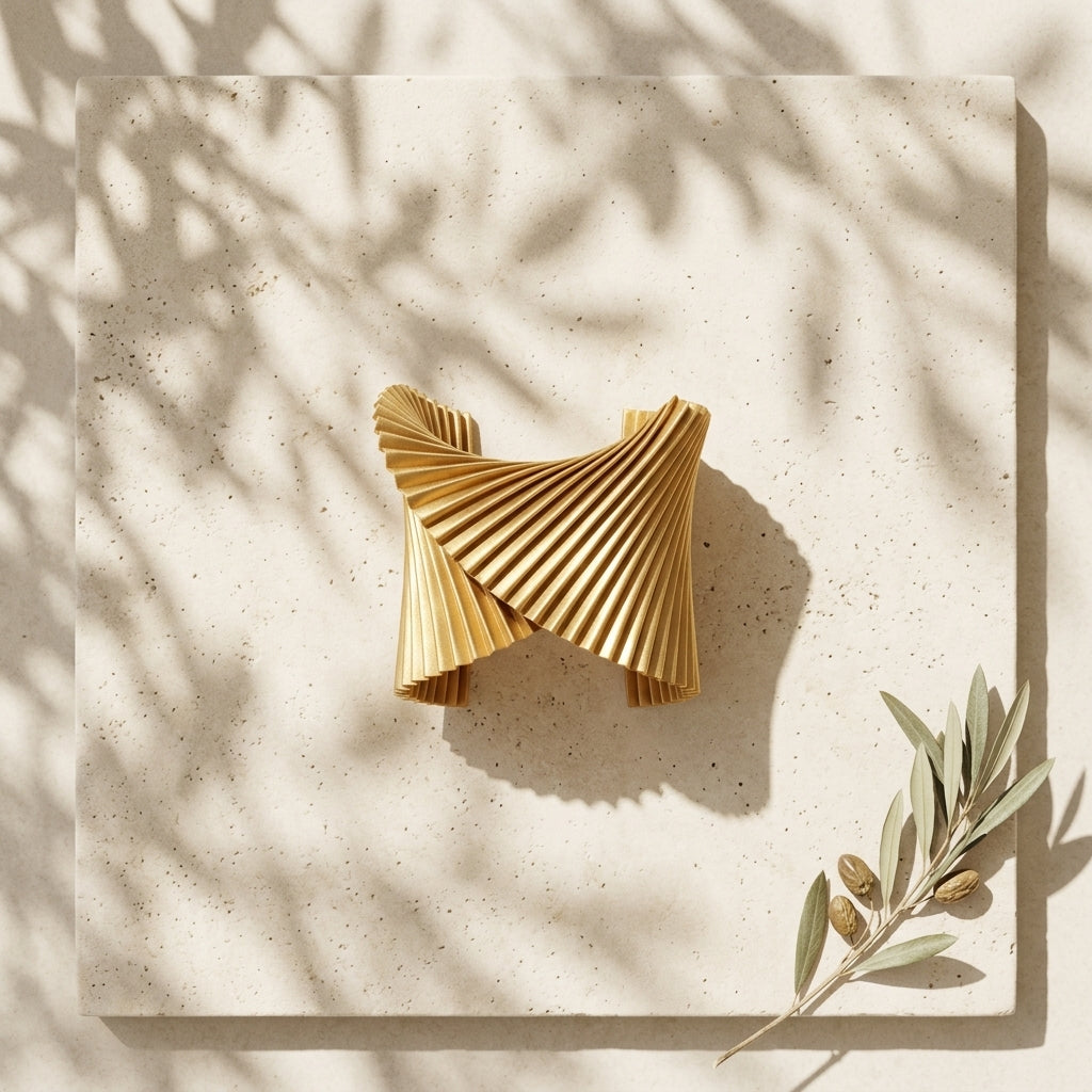 Gold Shell Pleated Satin Bracelet by Alexandra Tsoukala