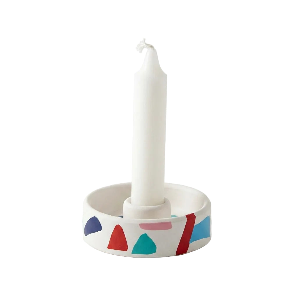 Decorative Base Candle Holder by Ceme Deco – handpainted jesmonite with stone texture, styled on surface