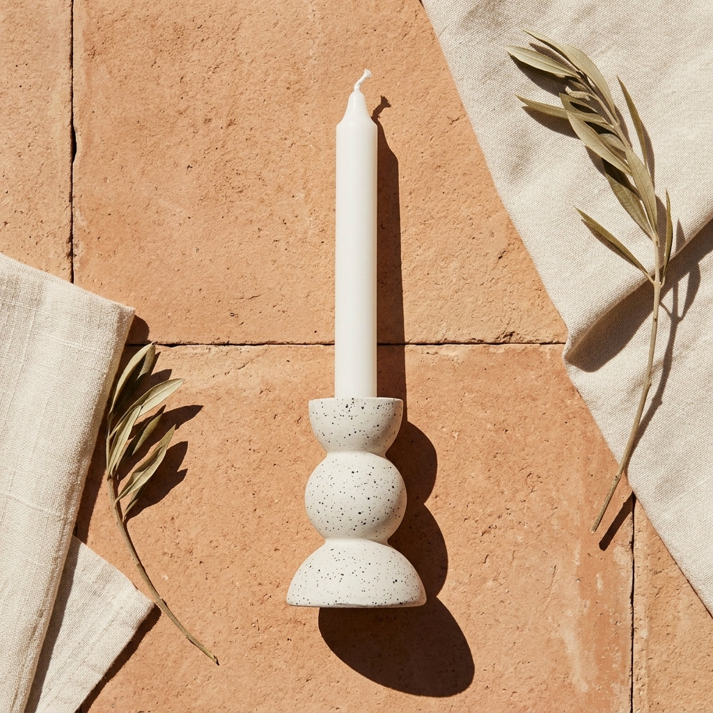 Ceme Deco Botanica Candle Holder – contemporary minimalist jesmonite decor, handcrafted in Greece