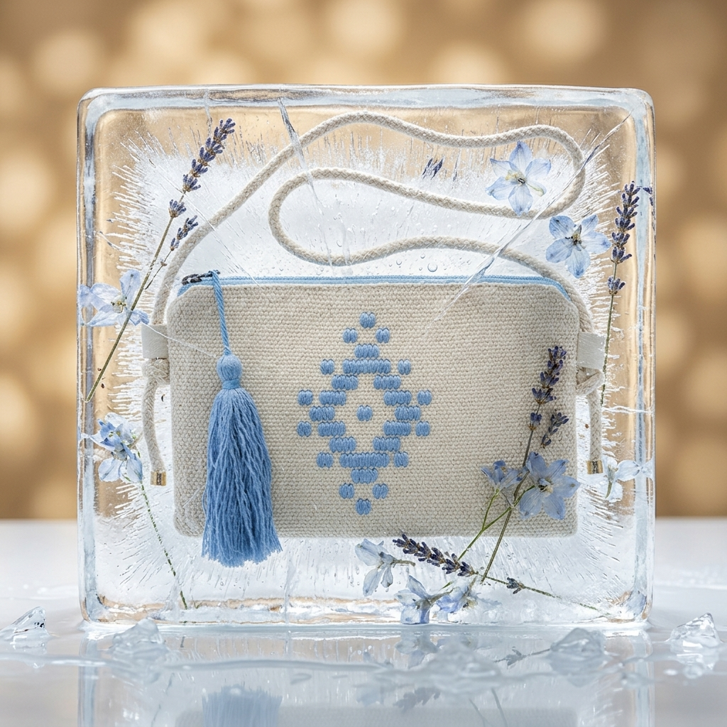 Shoulder Bag Blue – handwoven Greek cream cotton crossbody bag, styled | Thalassea