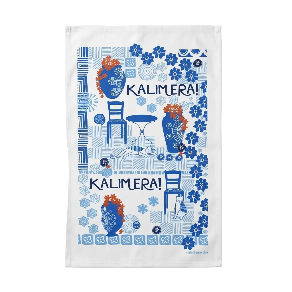 Kalimera Pots Cotton Tea Towel