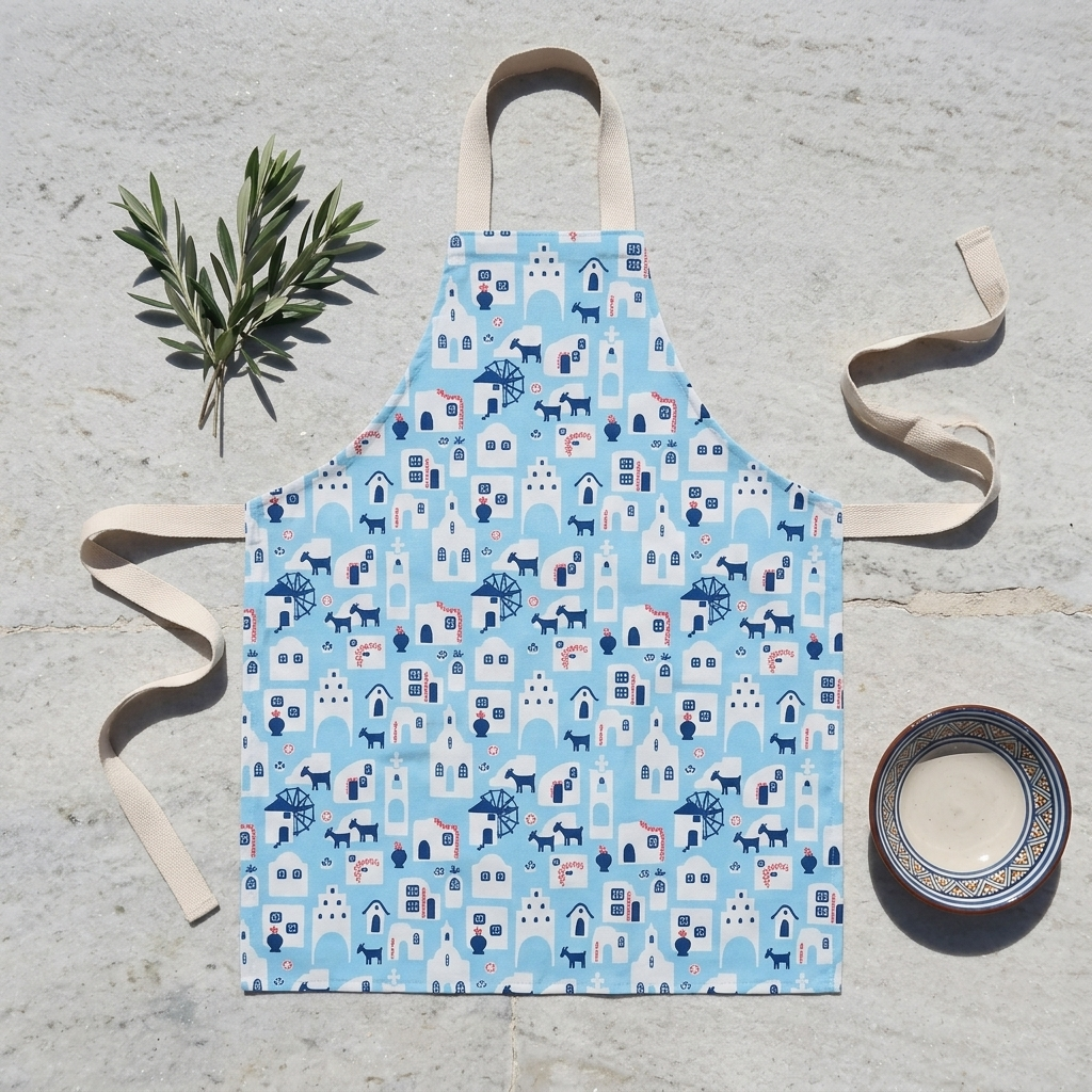 Greek Island Water-Resistant Apron by A Hue of Greek Blue – view 3 | Thalassea