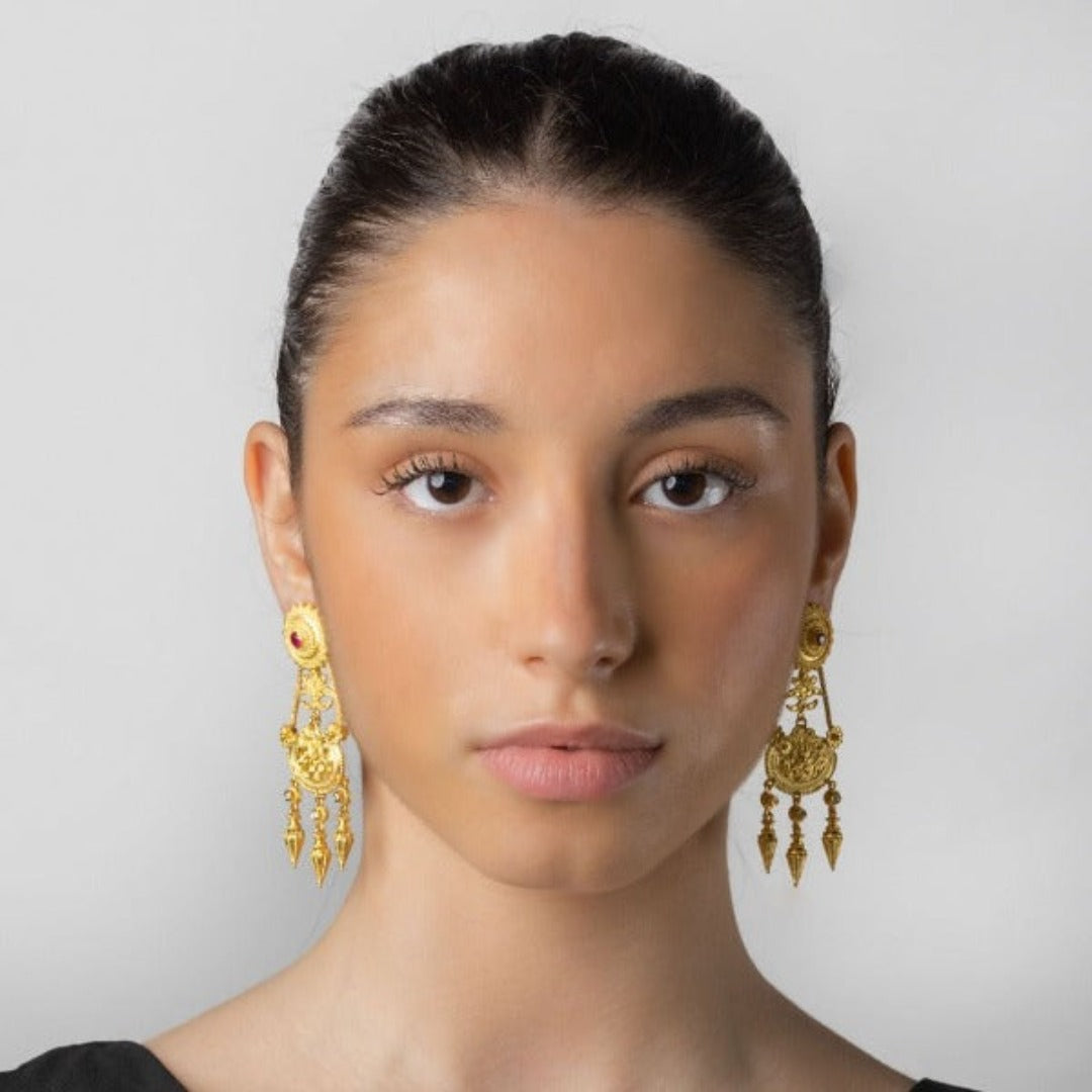 Hanging Amphoreas 24k Gold Plated Earrings