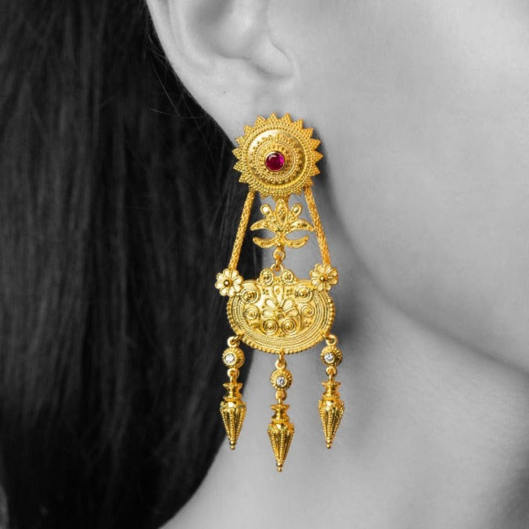 Hanging Amphoreas 24k Gold Plated Earrings