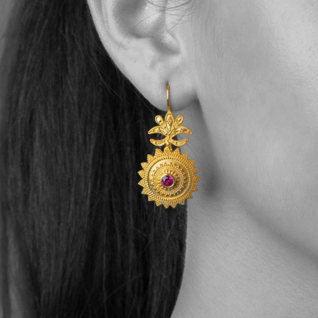 Anthemion 24k Gold Plated Earrings