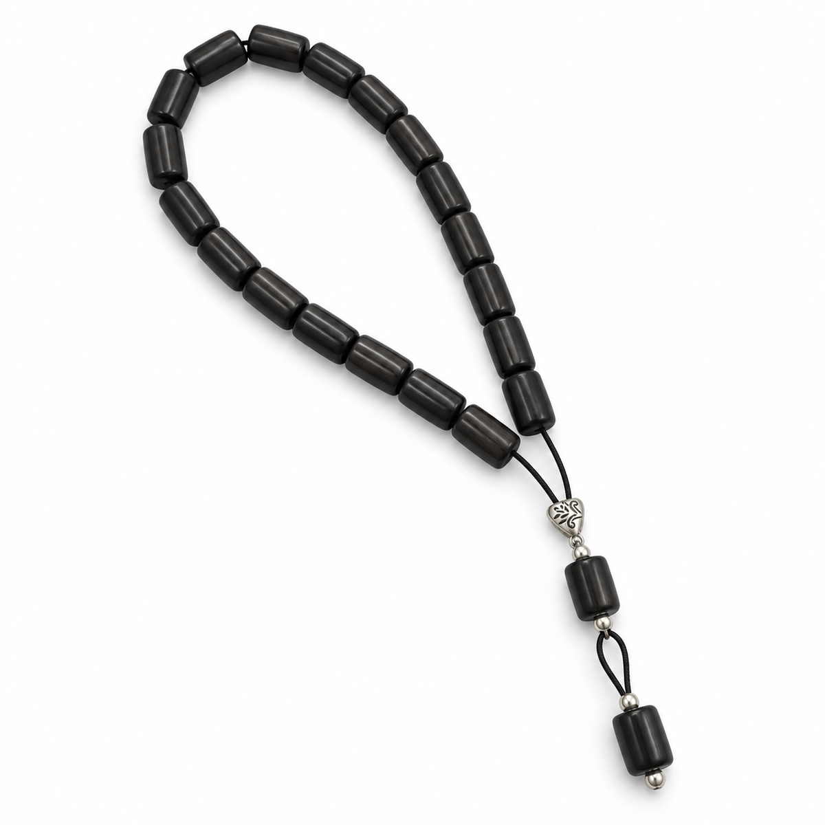 Ebony Wood Kompoloi Silver