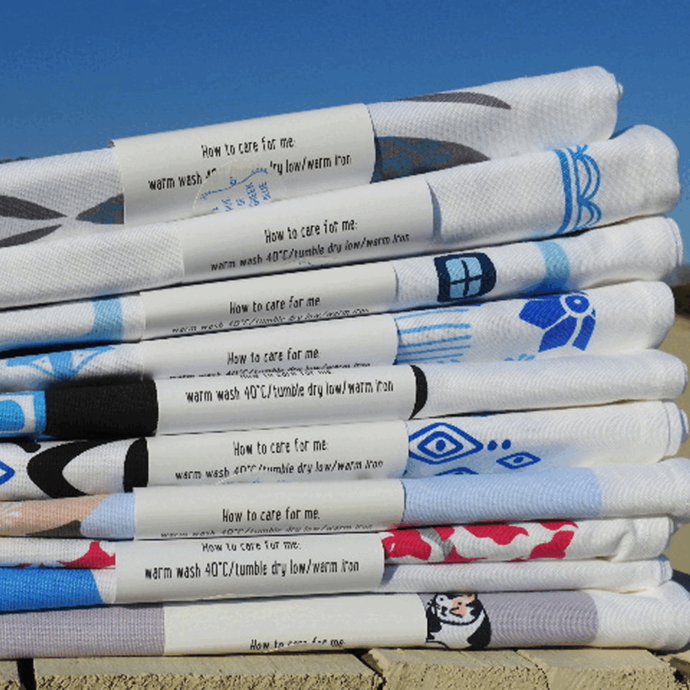 Greek Sardines Cotton Tea Towel