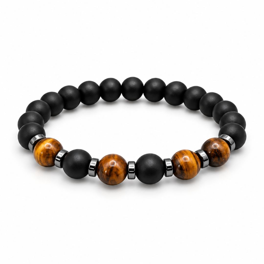 Black and tiger eye beaded bracelet