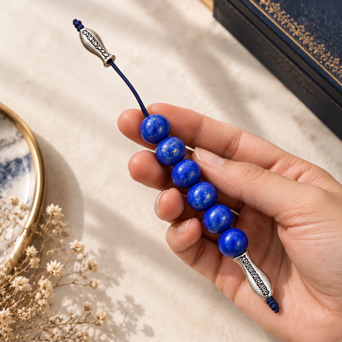 Handheld Blue Beaded Belgery
