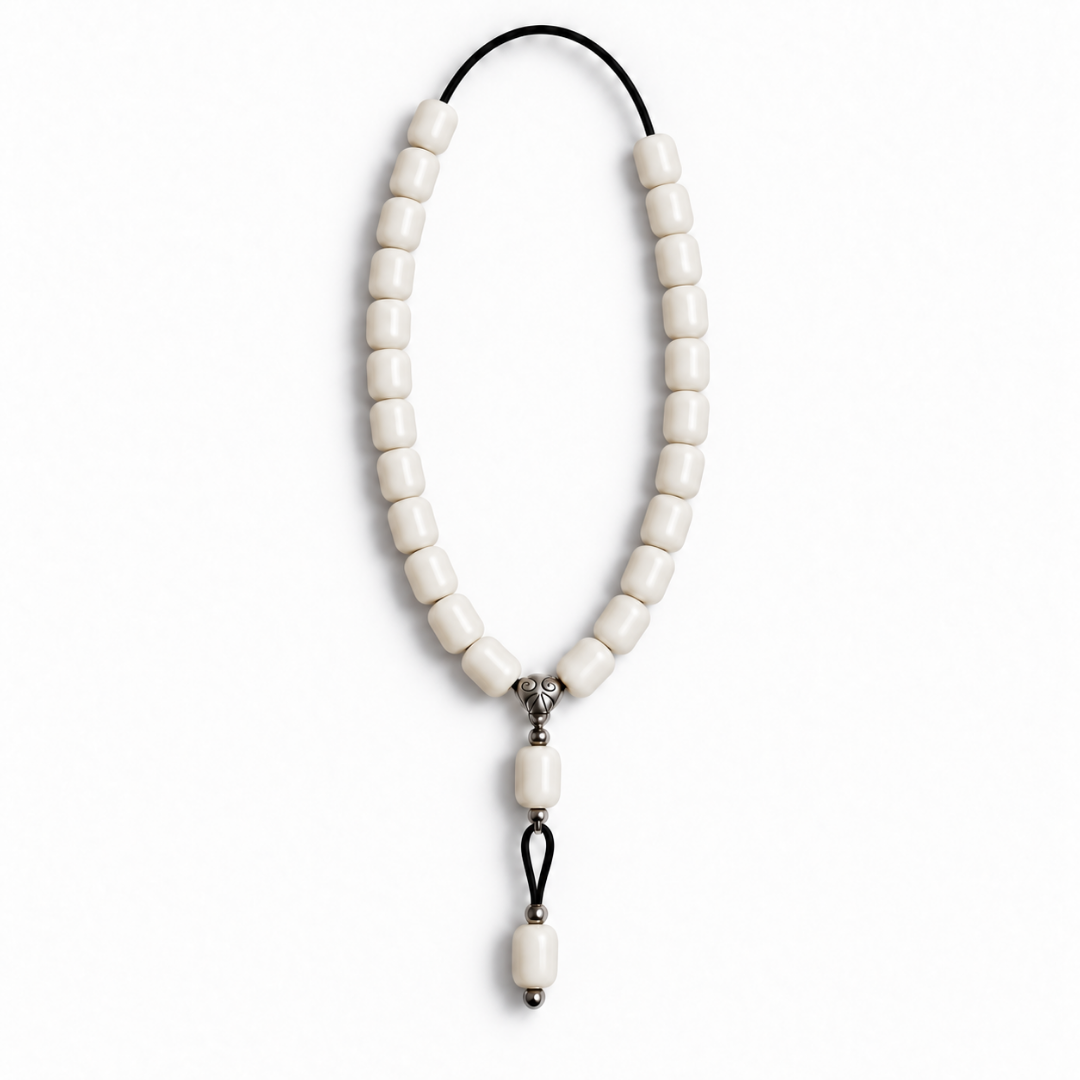 Angled ivory beads with black cord