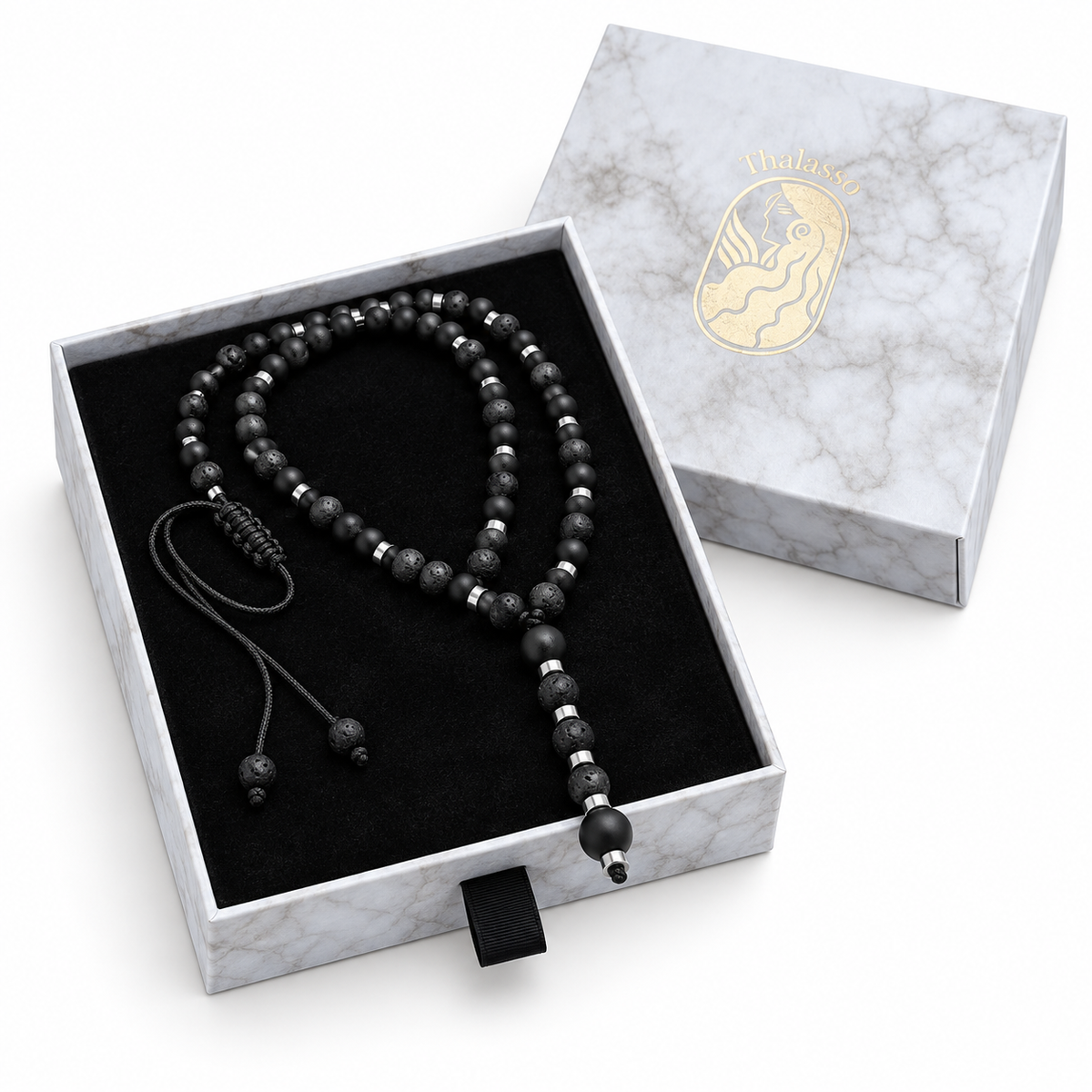 Ares Men's Adjustable Lava Stone Necklace