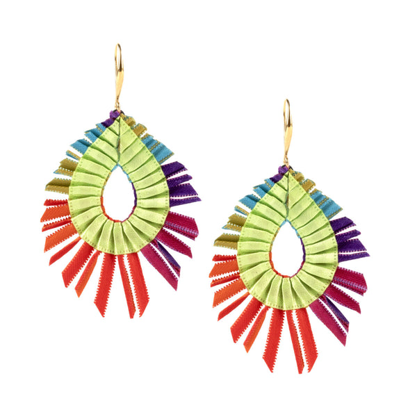 Multicolour Dona pleated satin earrings by Alexandra Tsoukala