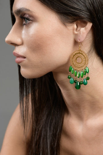 Chandelier Green Earrings