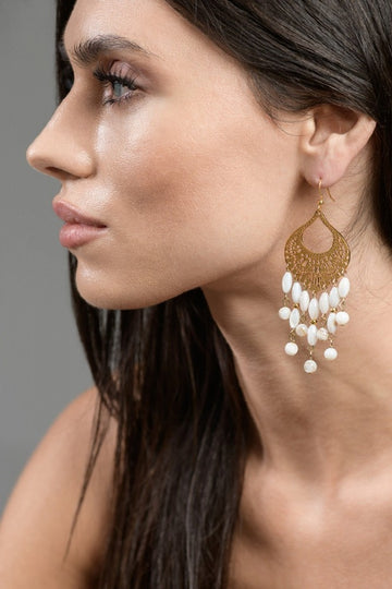 Chandelier White Earrings