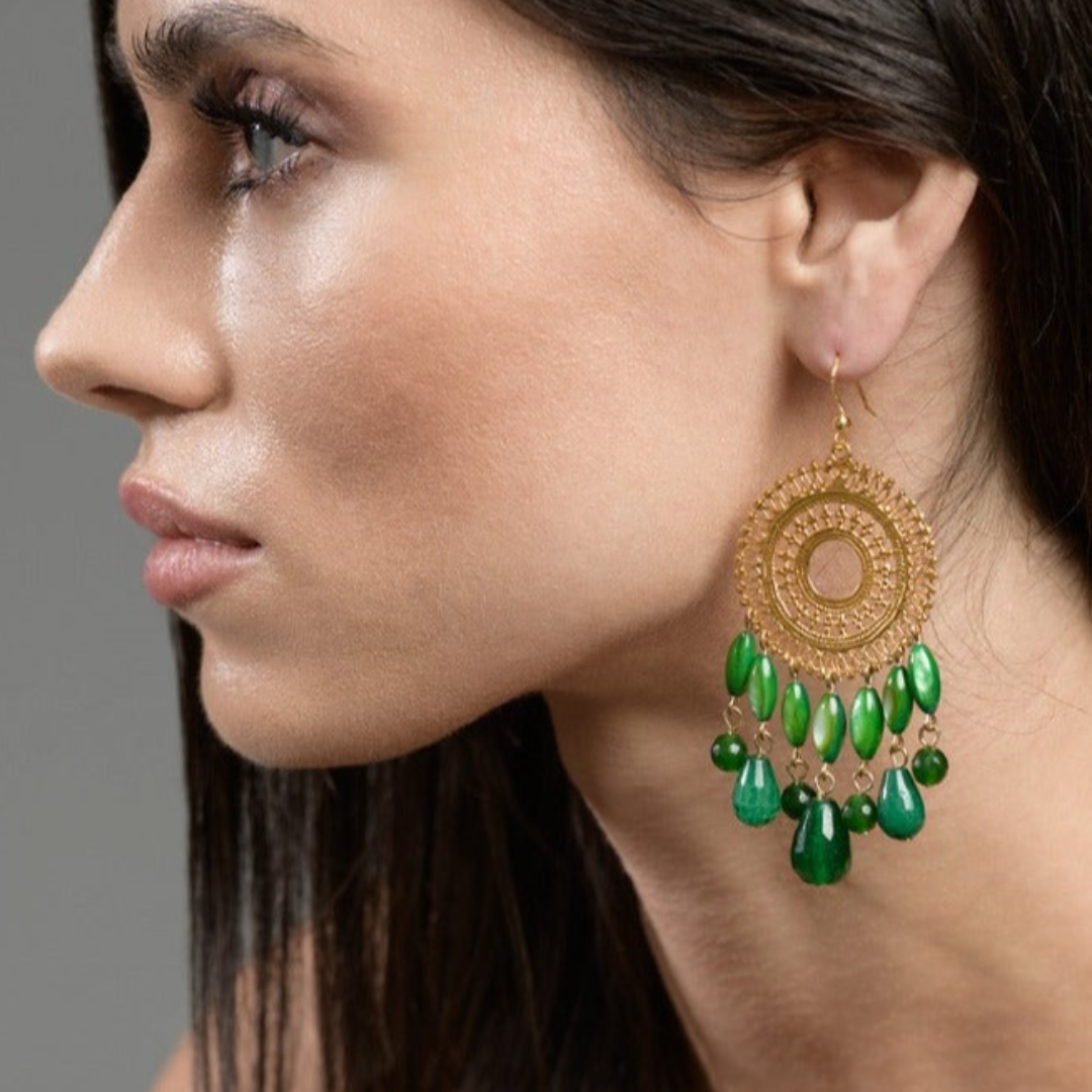 Chandelier Green Earrings