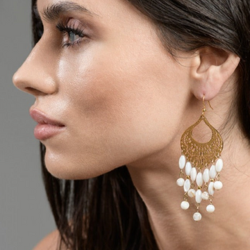 Chandelier White Earrings