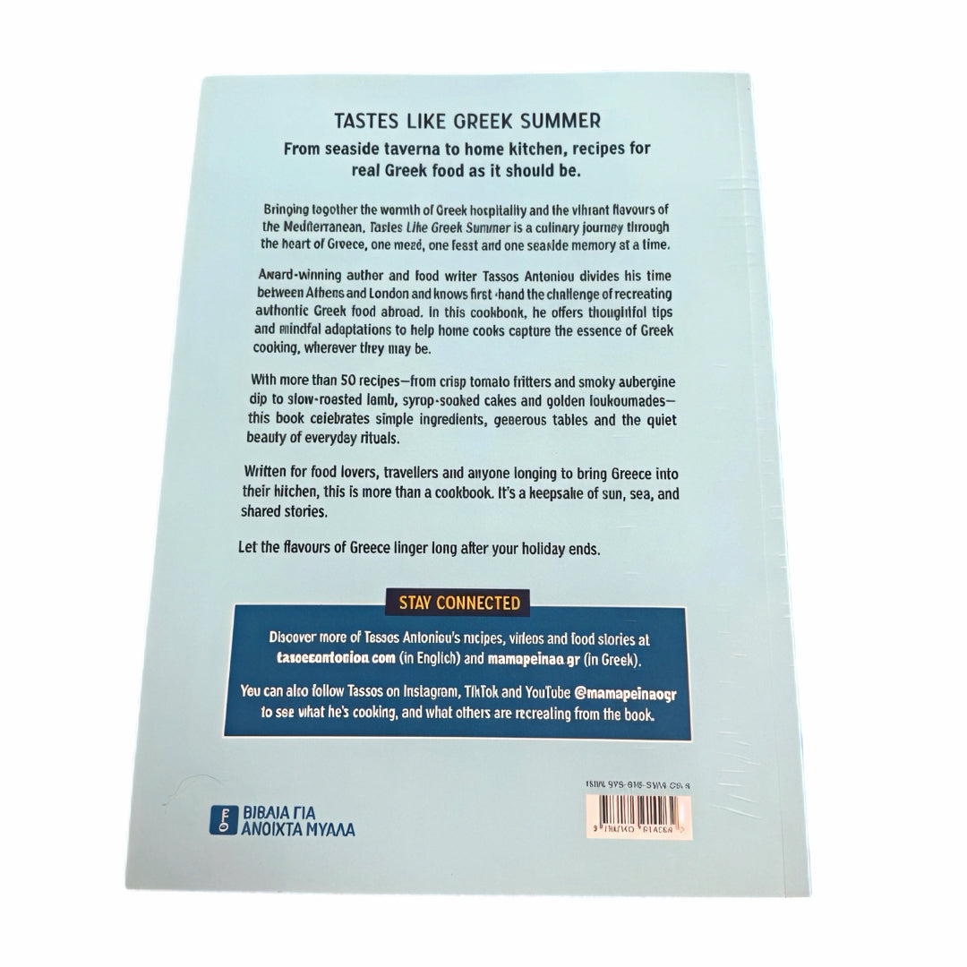 Back cover of a book with text and a barcode on a light blue background