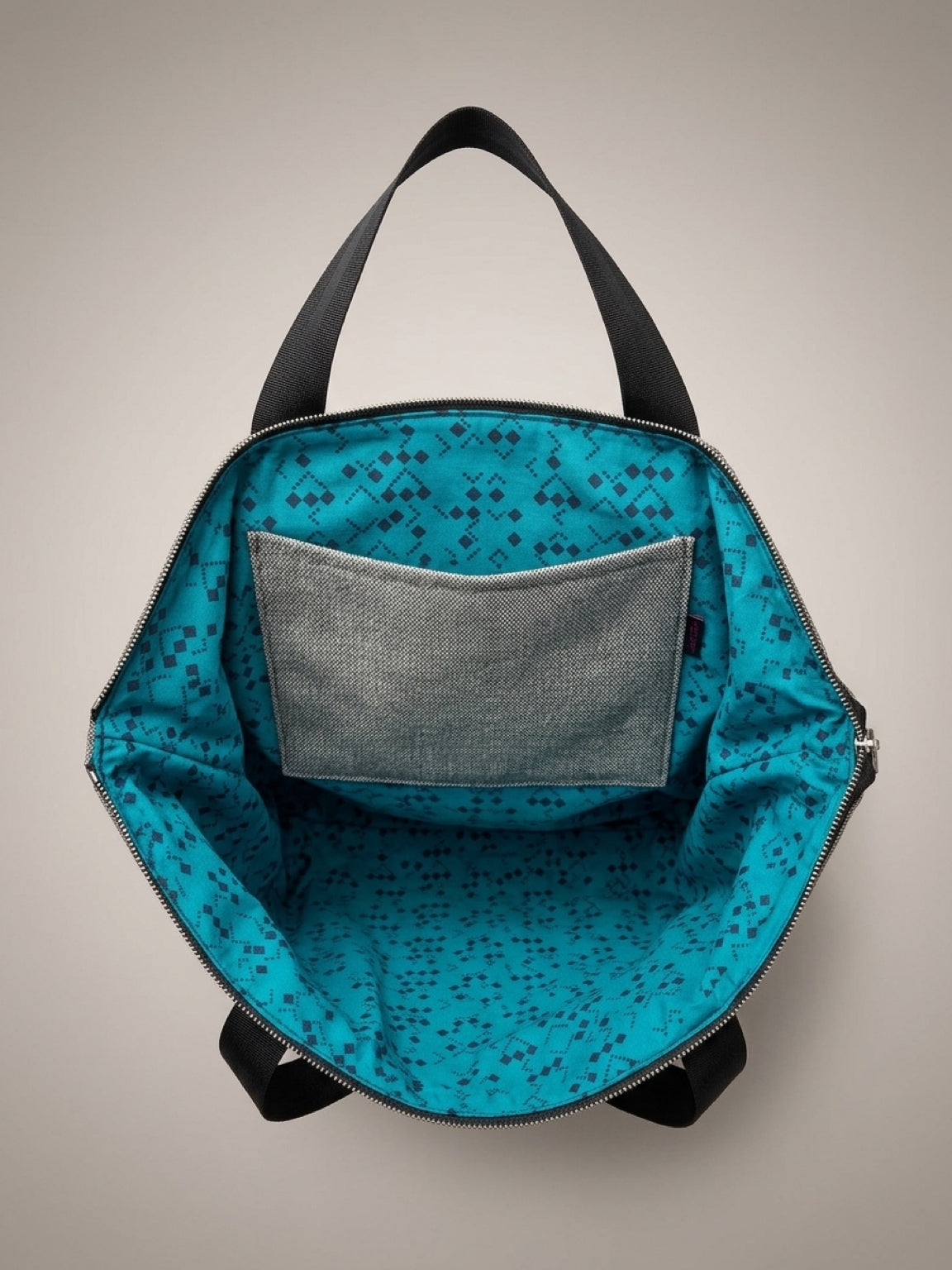 Teal & Grey Reversible Tote Bag