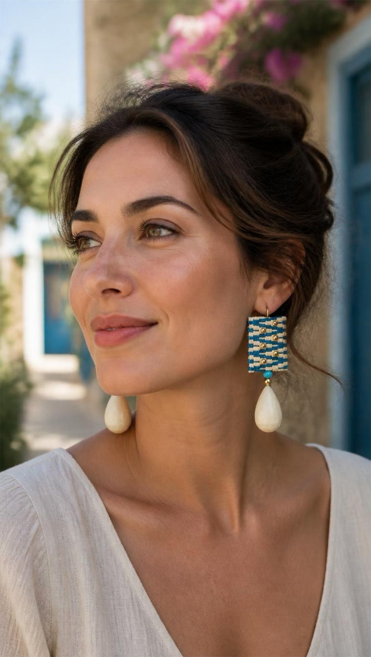 Blue Teardrop Long Earrings