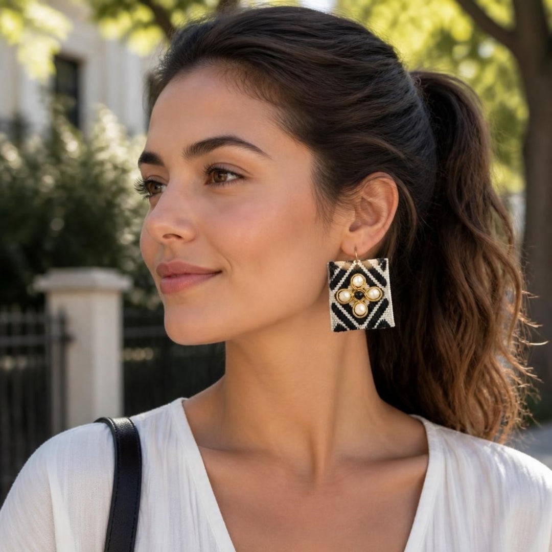 Black Cross Earrings