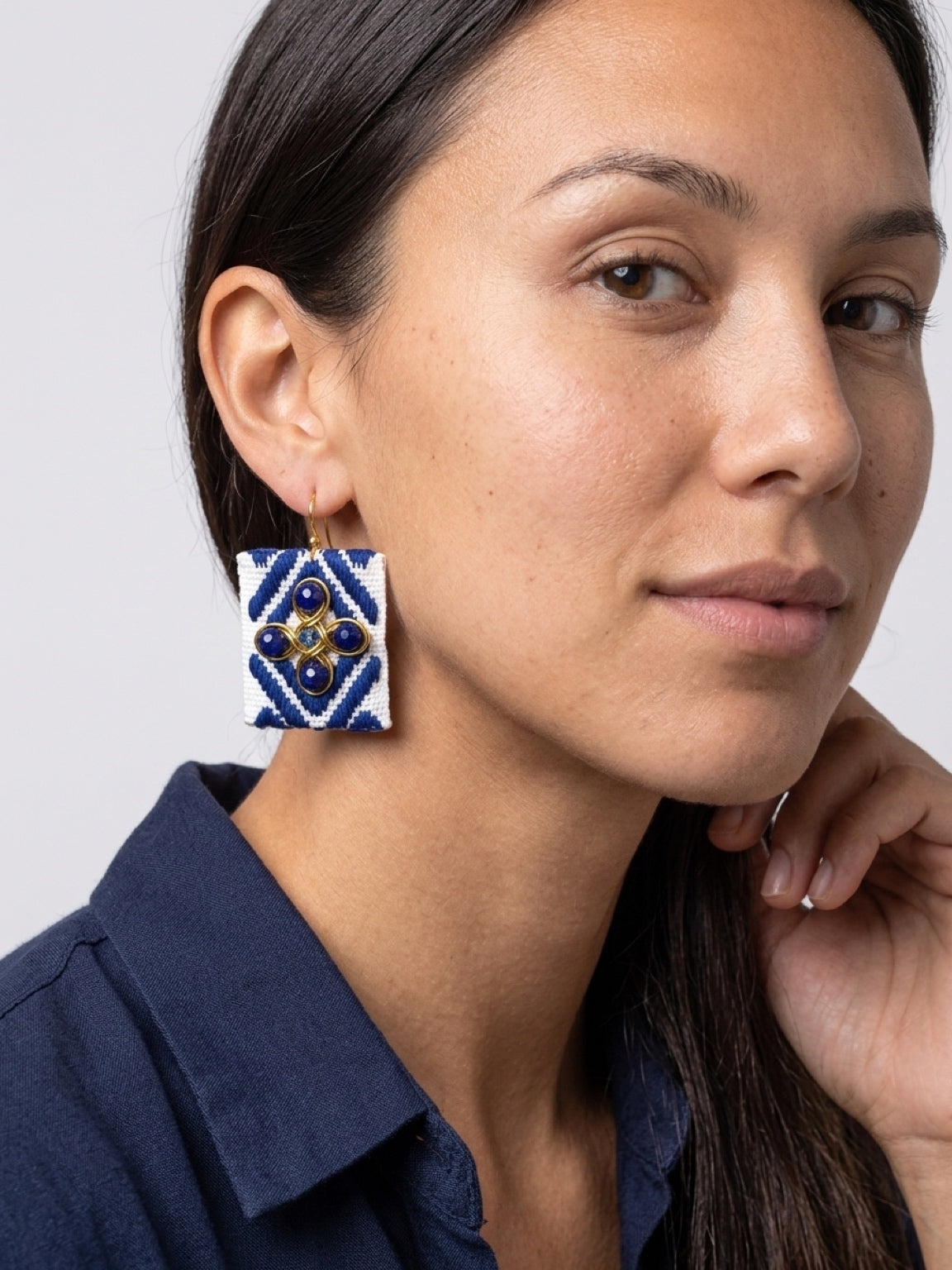 Blue Cross Earrings