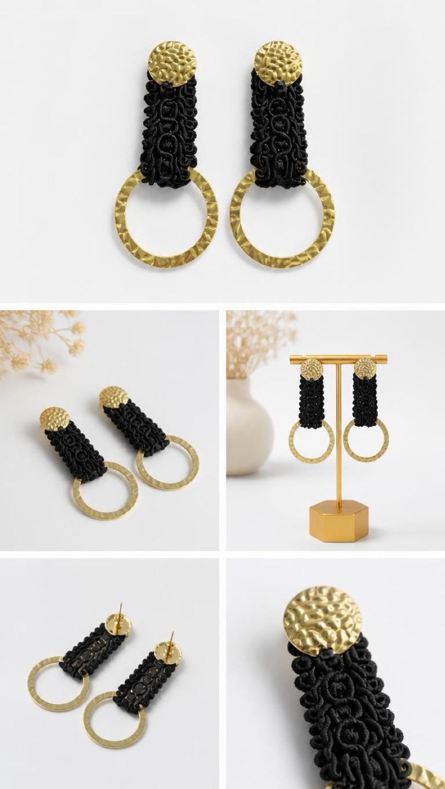 Dioni Black Circles Earrings
