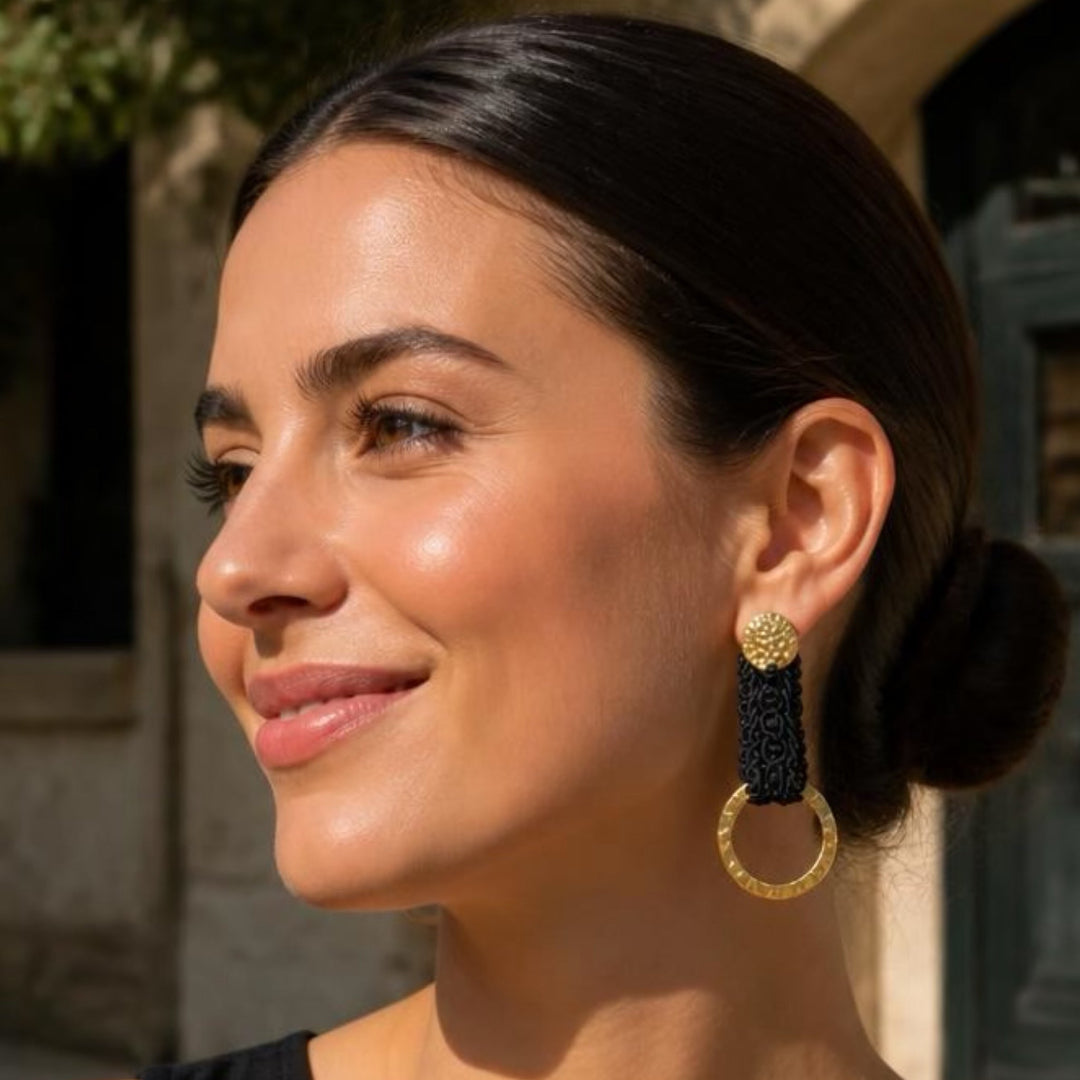 Dioni Black Circles Earrings